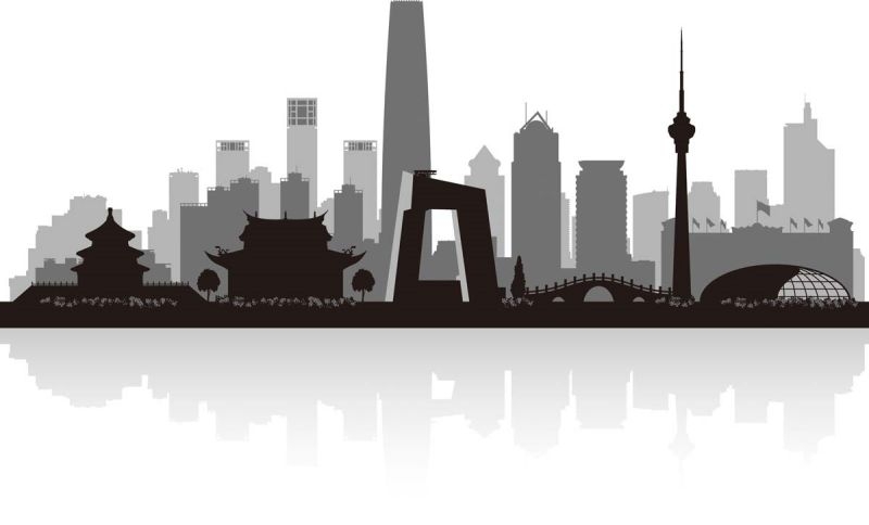 北京城市建筑剪影插画线稿平面海报素材