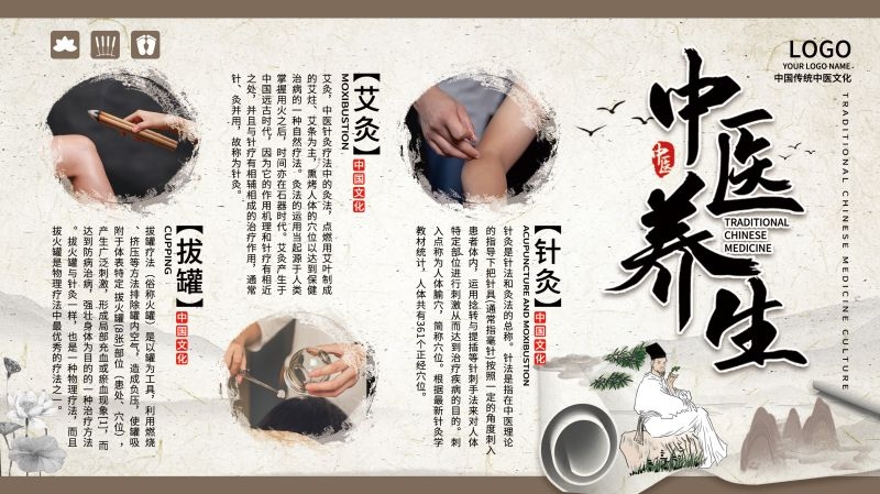 中医养生传统文化健康中国风宣传海报展板
