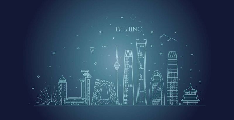 北京城市建筑剪影插画线稿平面海报素材