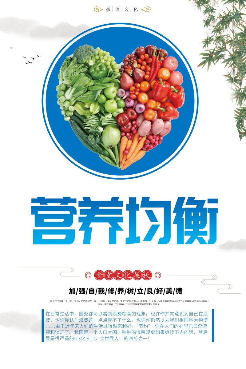 食堂餐馆饭店节约粮食光盘行动文化标语宣传海报展板模板 (72)