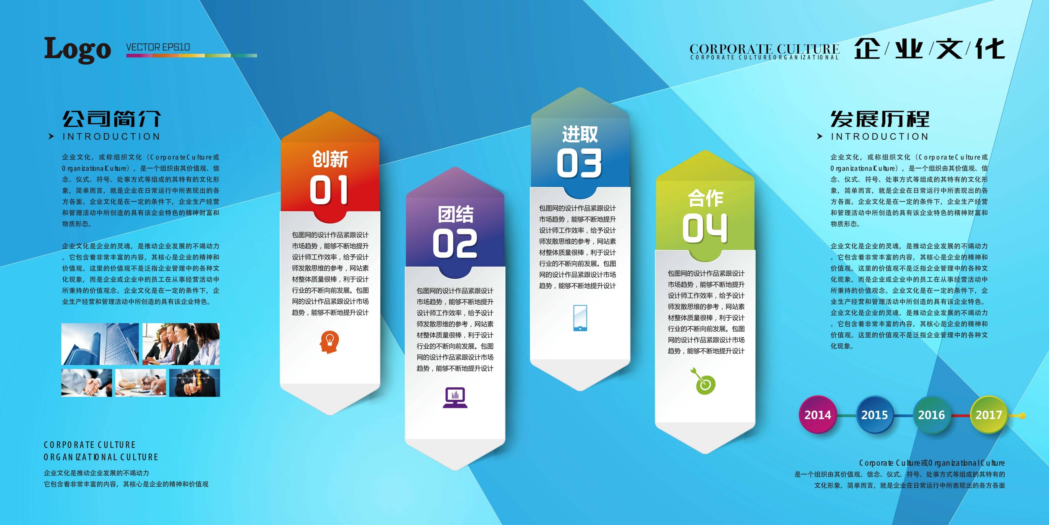 企业文化形象墙模板公司历程创意宣传栏喷绘设计AI展板素材9