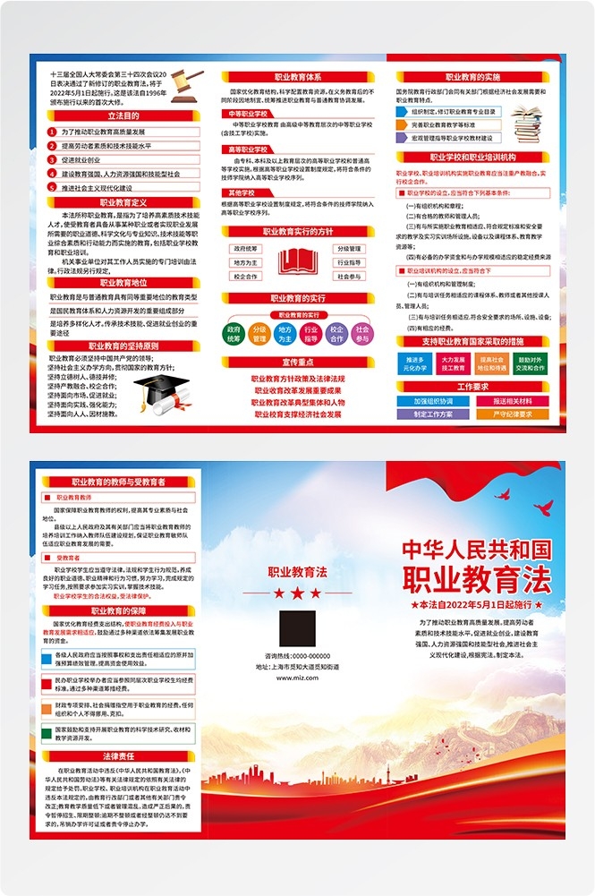 新修订职业教育法展板宣传栏海报挂图三折页PSD素材12