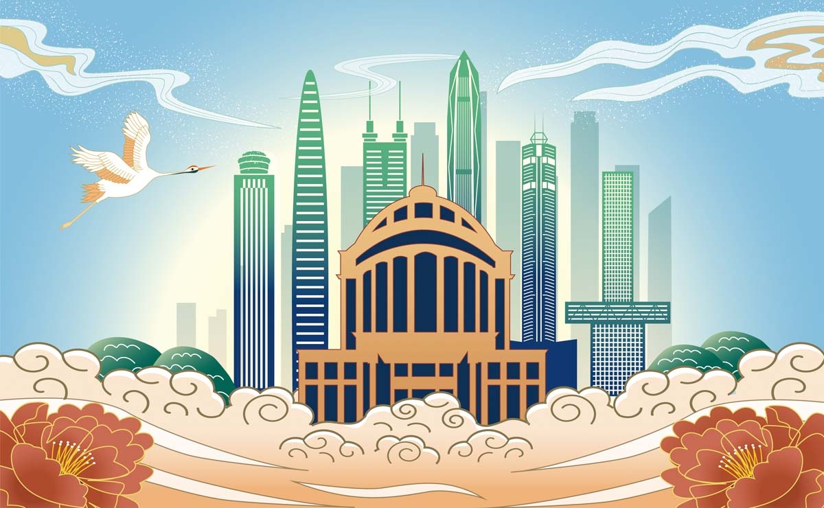 深圳城市建筑剪影插画线稿平面海报素材 (36)