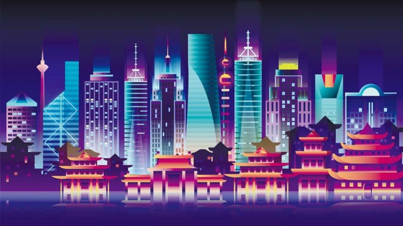 北京城市建筑剪影插画线稿平面海报素材