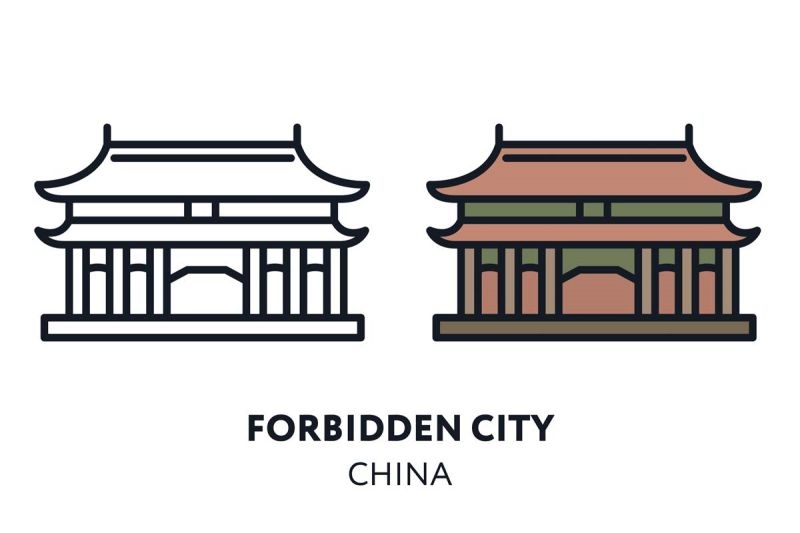 北京城市建筑剪影插画线稿平面海报素材 (72)