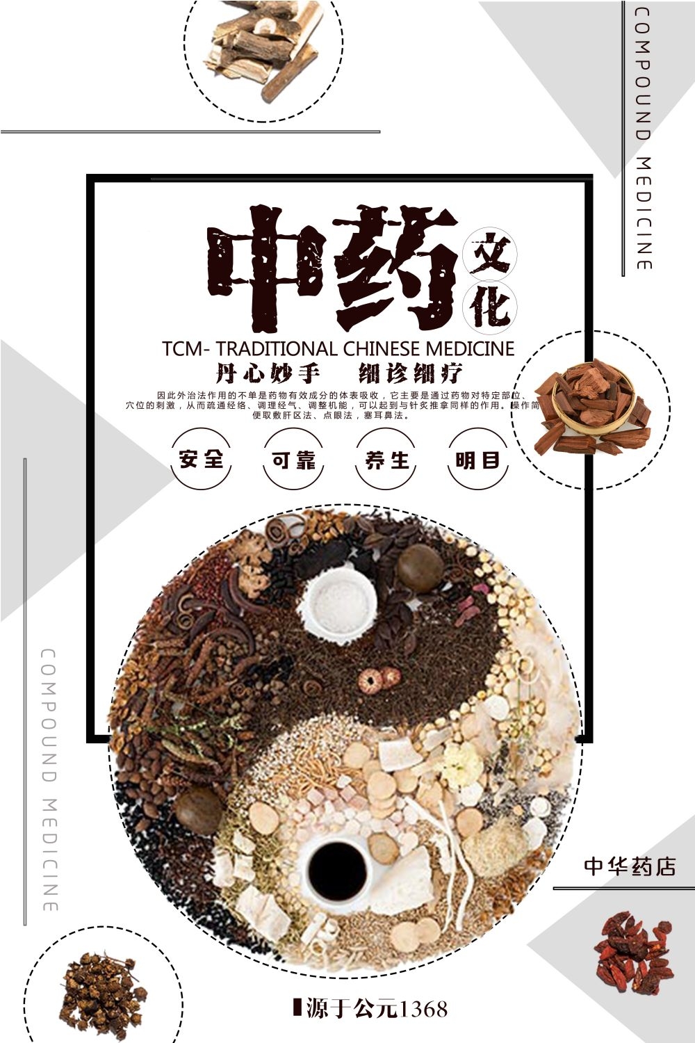 中药养生保健针灸理疗医院药房中医文化宣传挂画海报展板素材
