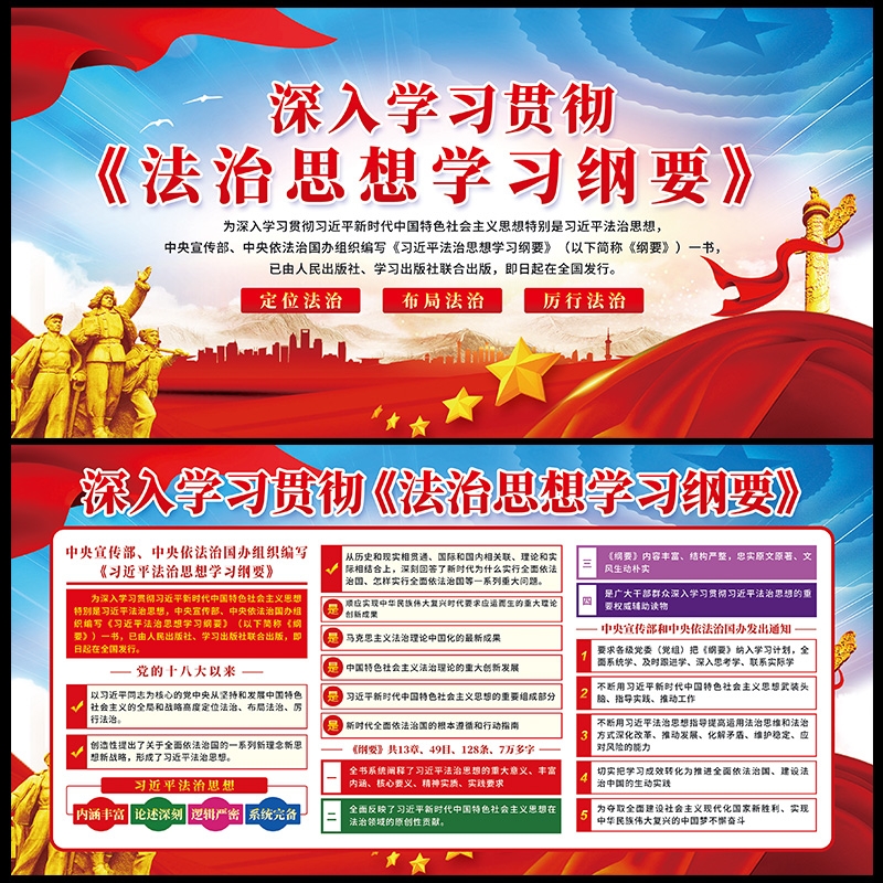法治思想学习纲要展板海报挂画图片PSD素材4