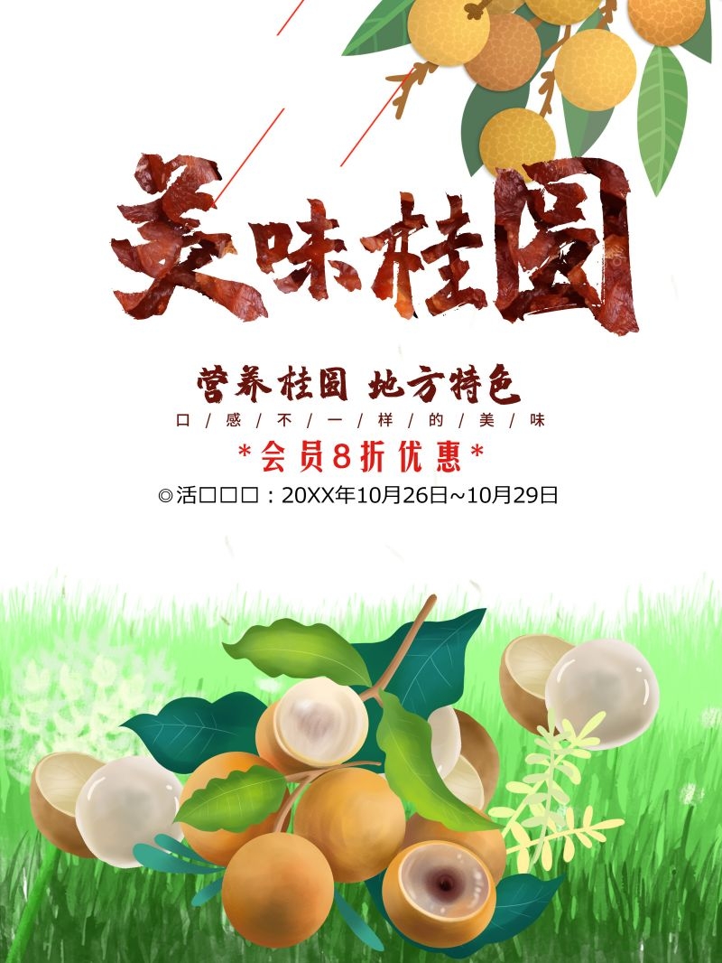桂圆龙眼水果促销宣传单广告设计素材