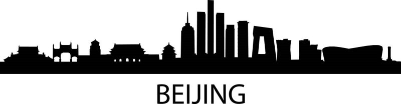 北京城市建筑剪影插画线稿平面海报素材