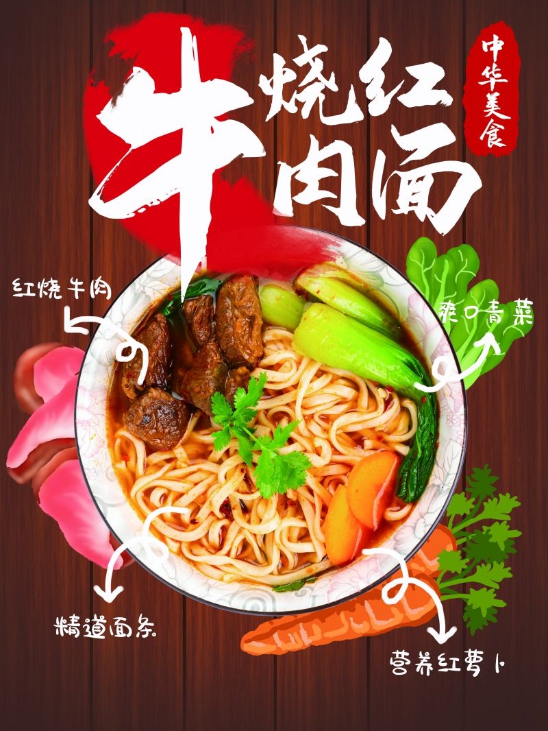 香辣牛肉面促销宣传海报展板壁画素材