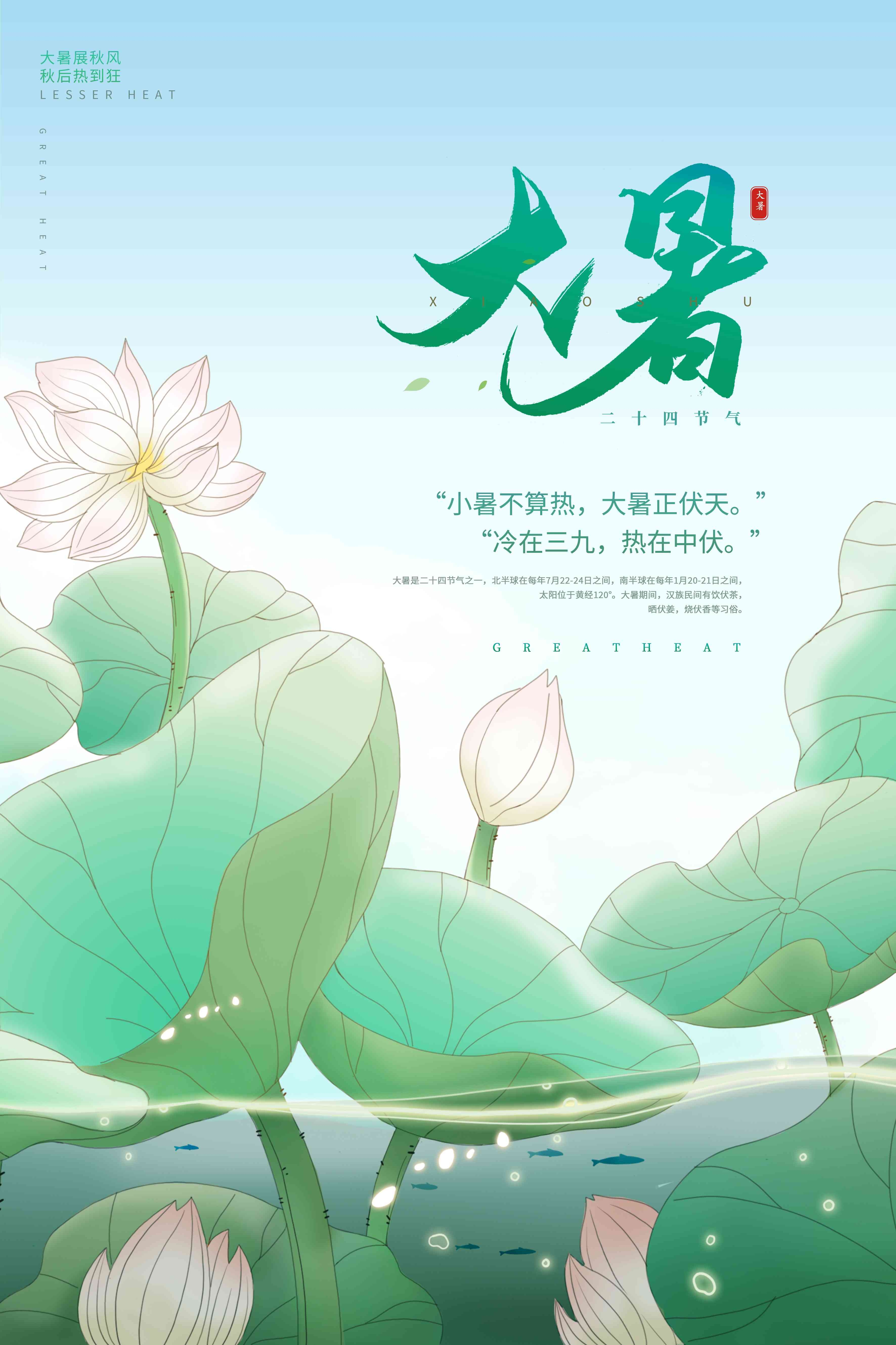 24节气二十四大暑节气夏日简约传统活动宣传海报素材PSD设计14