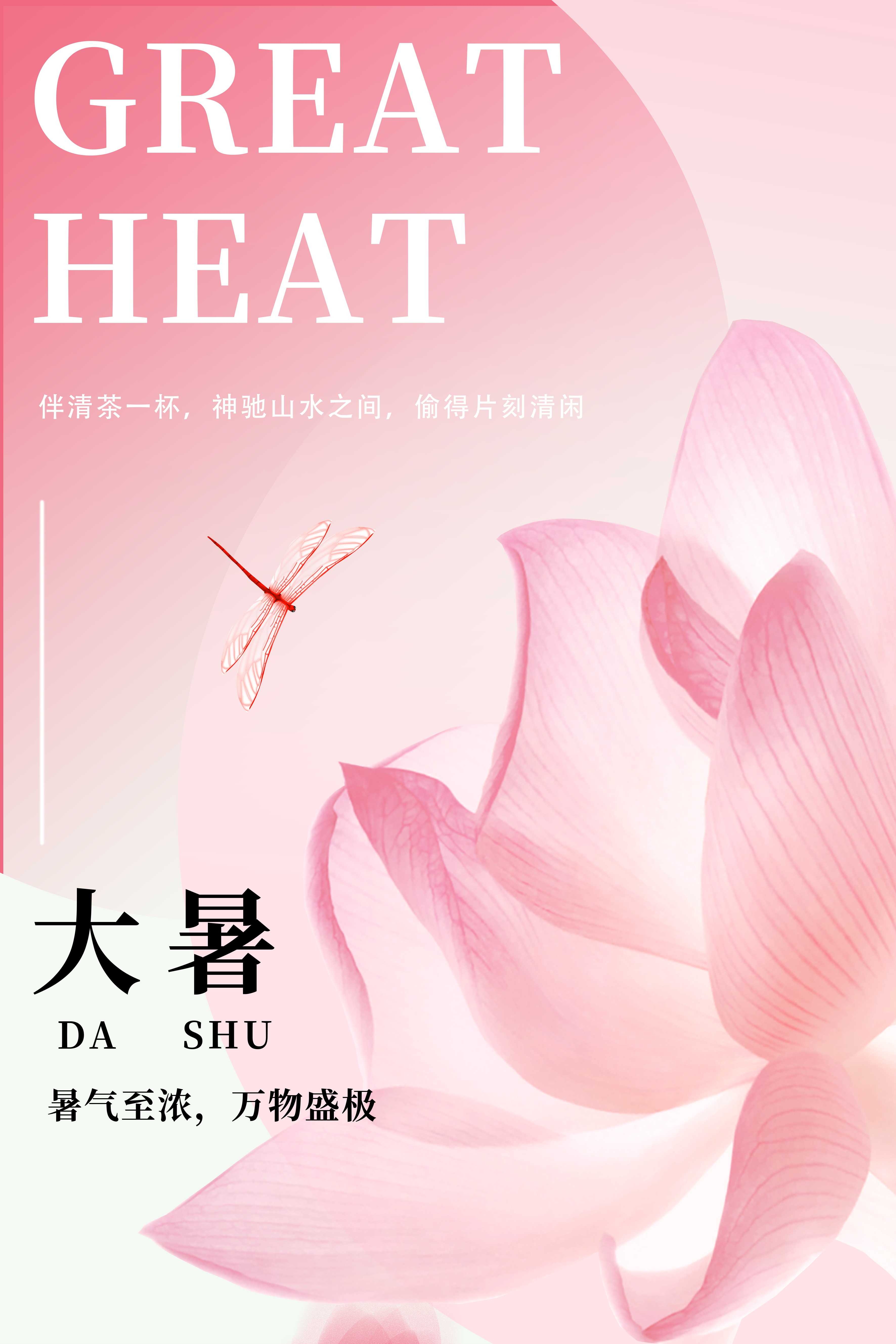 24节气二十四大暑节气夏日简约传统活动宣传海报素材PSD设计45