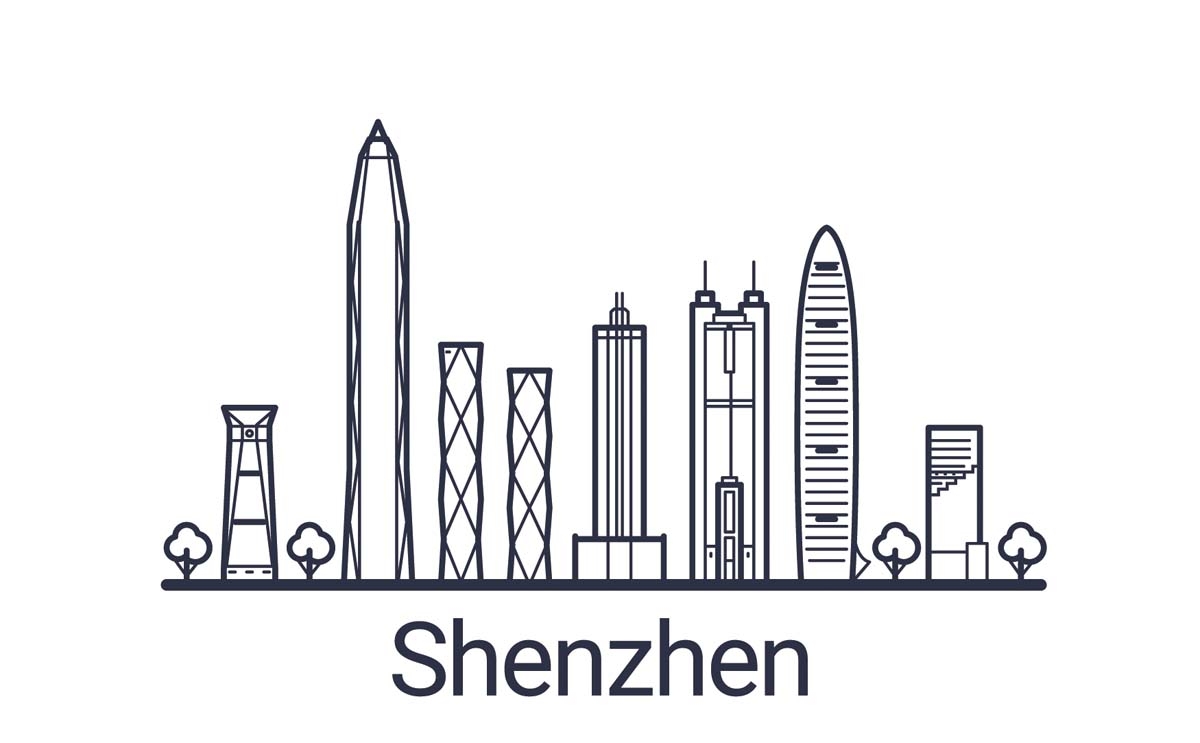 深圳城市建筑剪影插画线稿平面海报素材