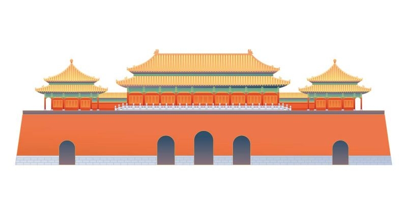 北京城市建筑剪影插画线稿平面海报素材