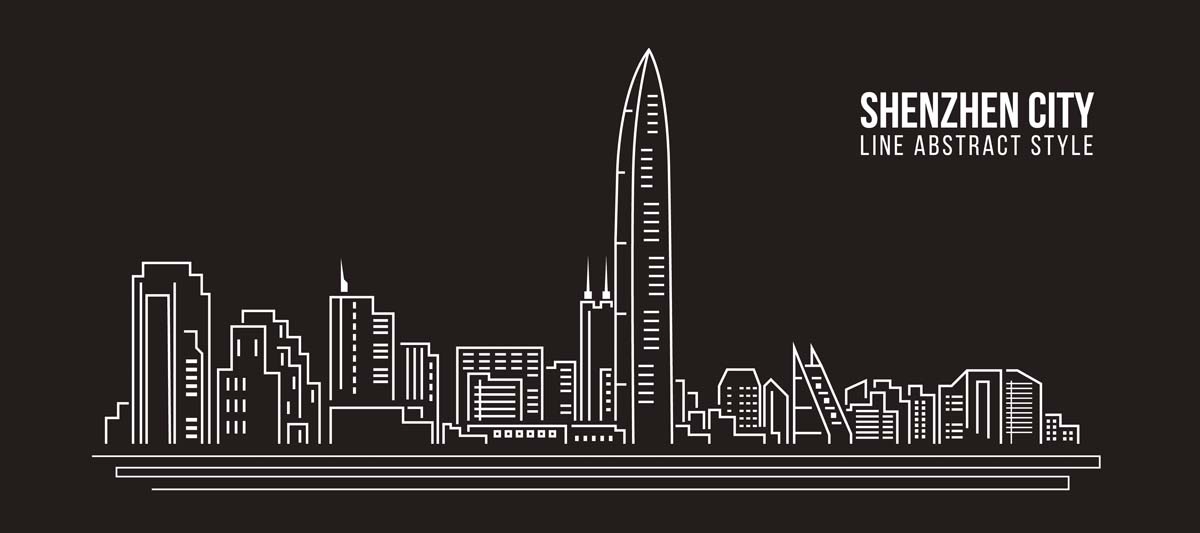 深圳城市建筑剪影插画线稿平面海报素材 (6)