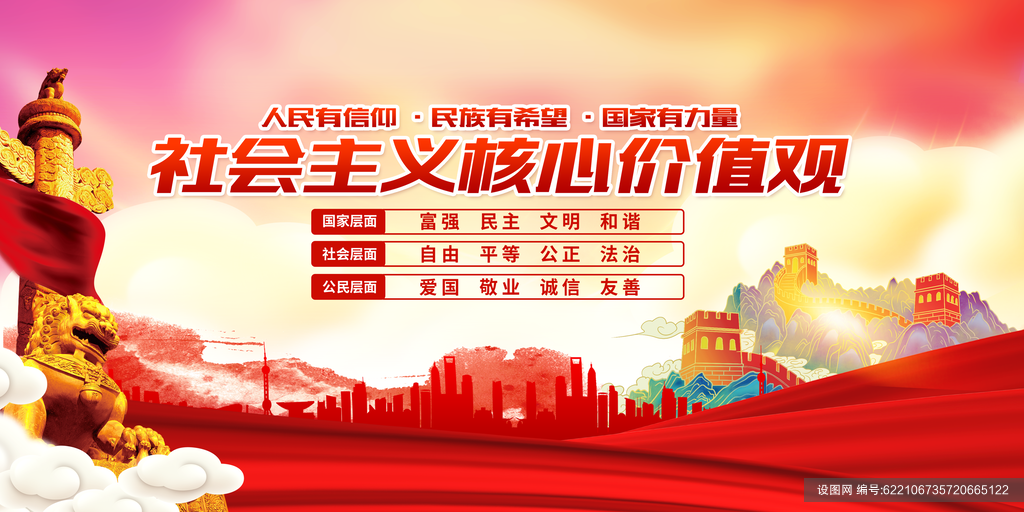 社会主义核心价值观展板KV视觉背景图