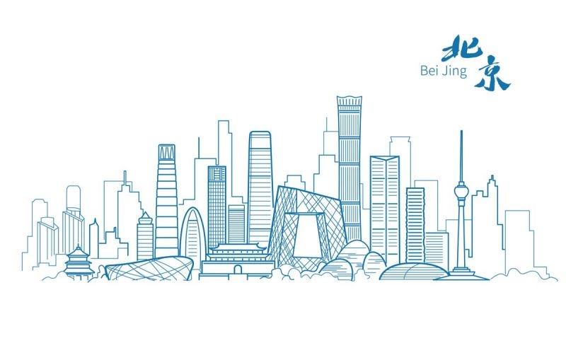 北京城市建筑剪影插画线稿平面海报素材
