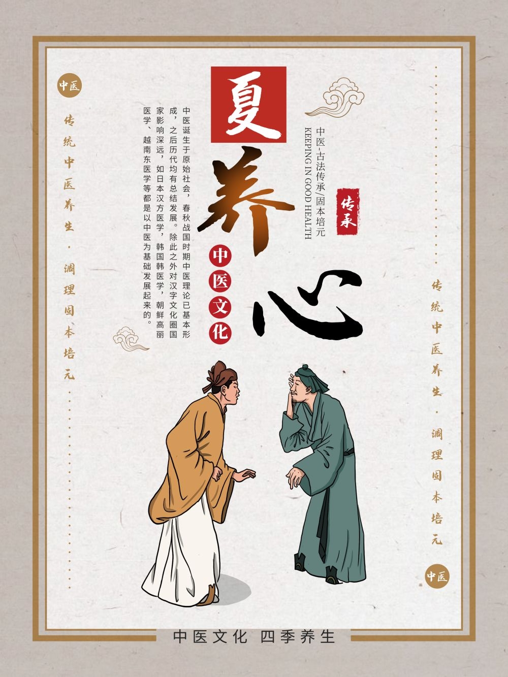 中国风中医四季春夏秋冬养生文化宣传海报PSD挂画 (4)