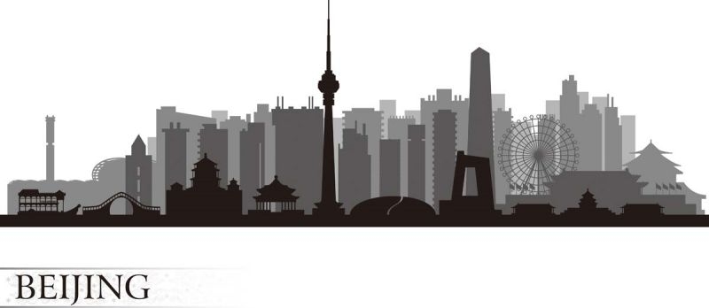 北京城市建筑剪影插画线稿平面海报素材 (4)