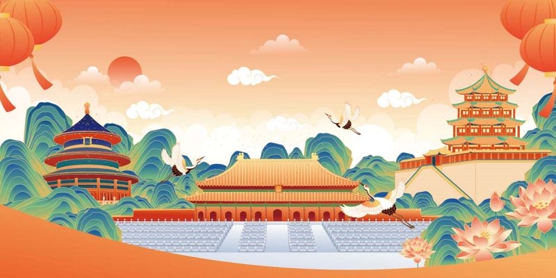 北京城市建筑剪影插画线稿平面海报素材 (106)