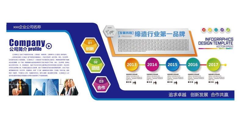 企业文化形象墙模板公司历程创意宣传栏喷绘设计PSD展板素材41