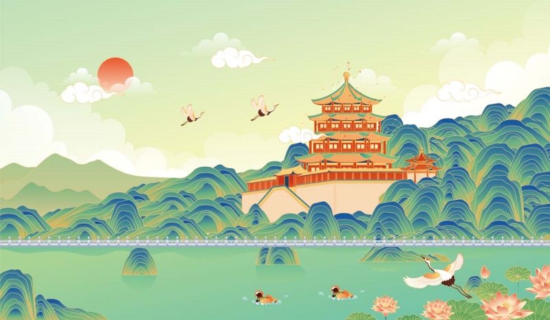 北京城市建筑剪影插画线稿平面海报素材 (105)