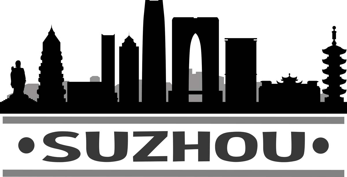 苏州城市建筑剪影插画线稿平面海报素材