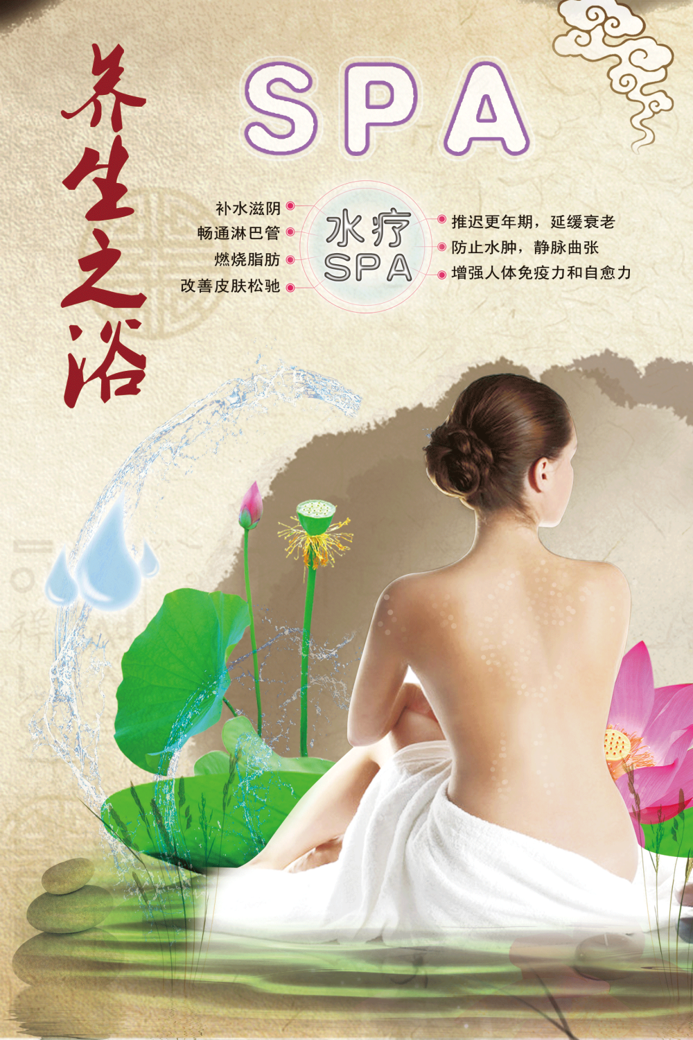 中医养生道馆足疗足浴养生壁画海报