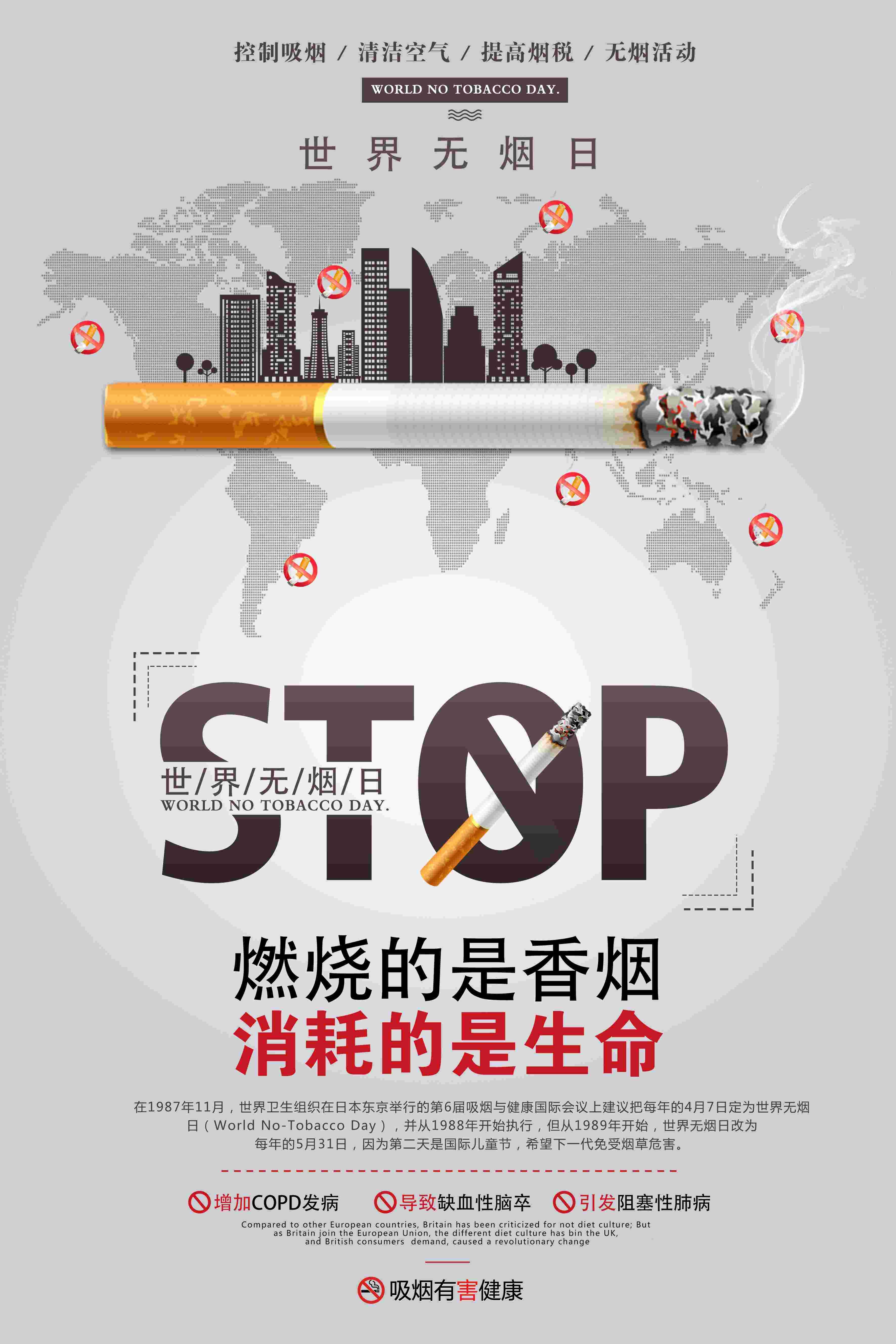 健康公益PSD海报模板世界无烟日禁止吸烟促销宣传单广告设计素4