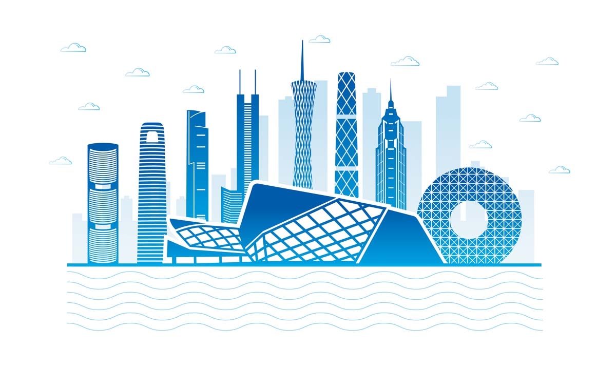 广州城市建筑剪影插画线稿平面海报素材 (49)