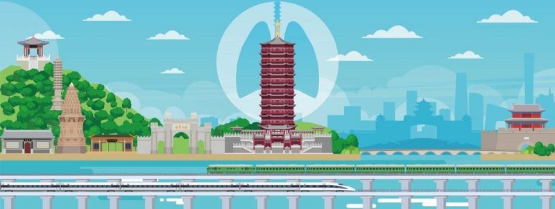 北京城市建筑剪影插画线稿平面海报素材