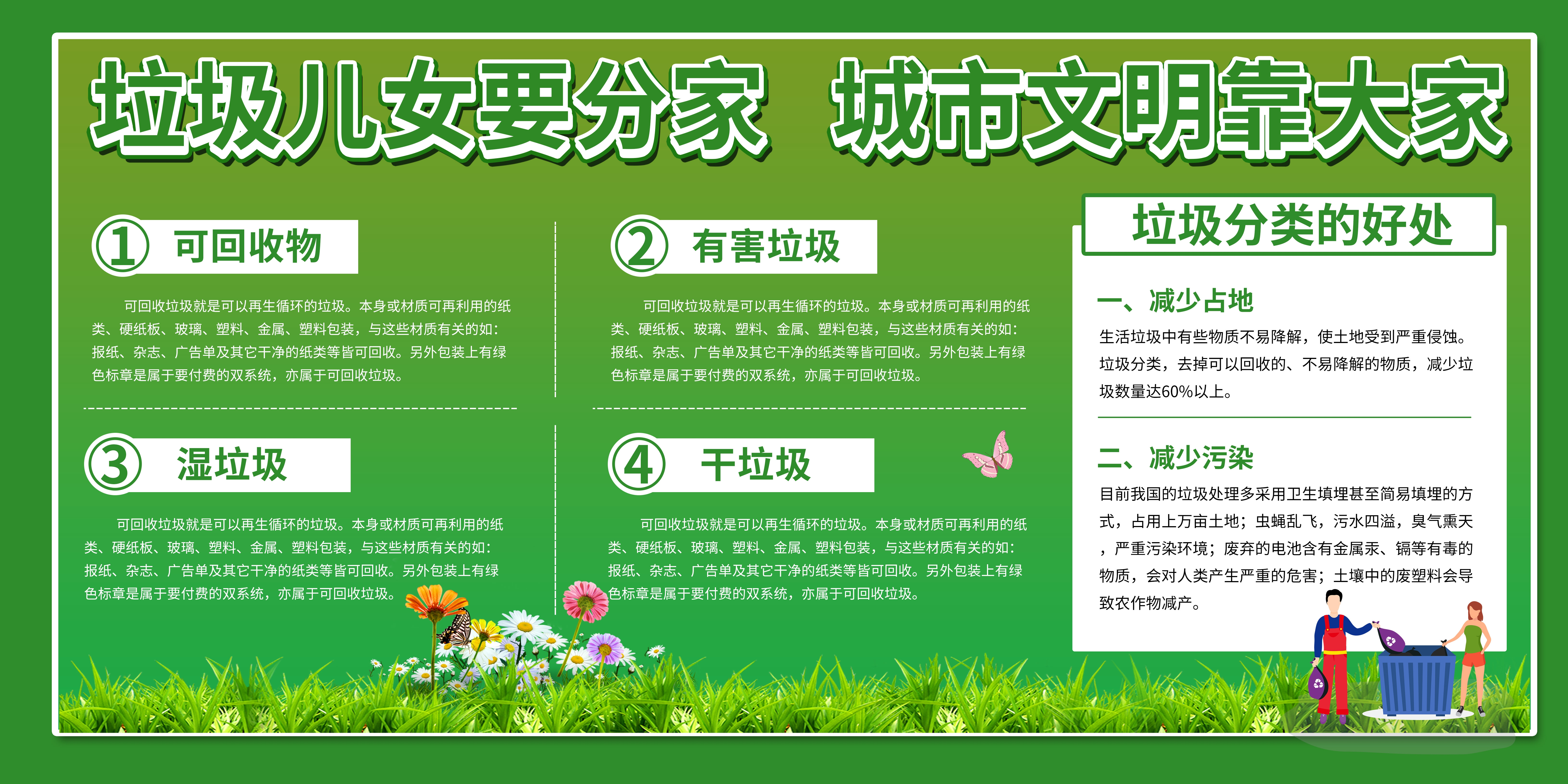 垃圾分类从我做起循环利用绿色环保垃圾不落地海报展板58