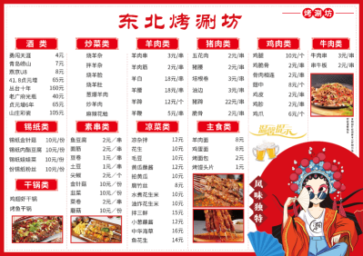 饭店餐饮美食撸炸串烤肉烧烤菜单素材模板21