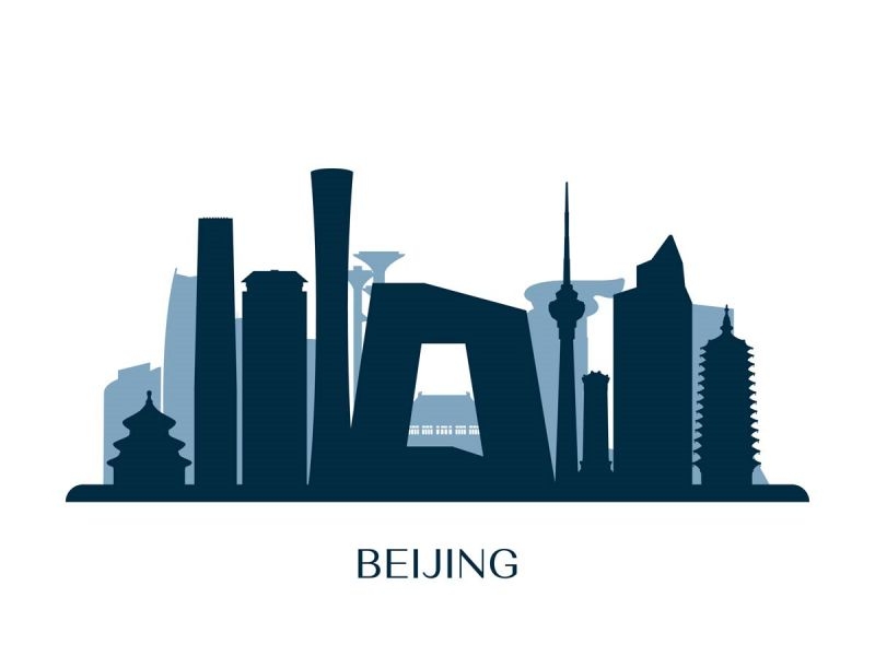 北京城市建筑剪影插画线稿平面海报素材