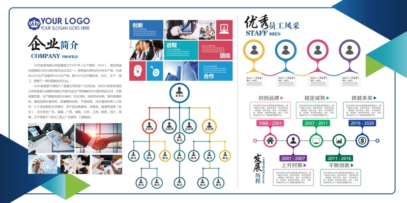 企业文化形象墙模板公司历程创意宣传栏喷绘设计PSD展板素材21