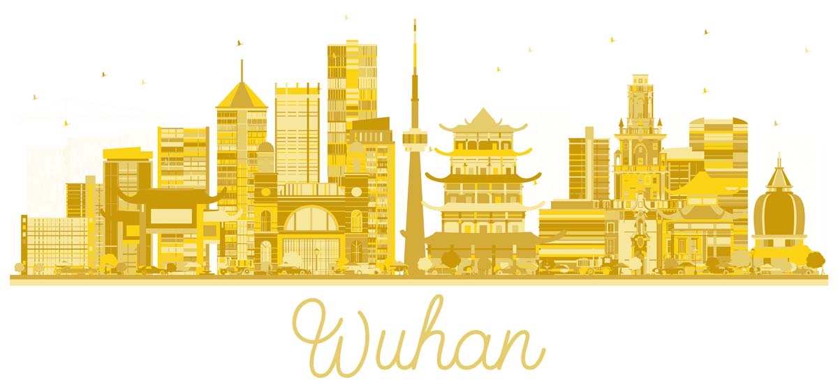 国潮武汉城市建筑线稿插画平面海报素材