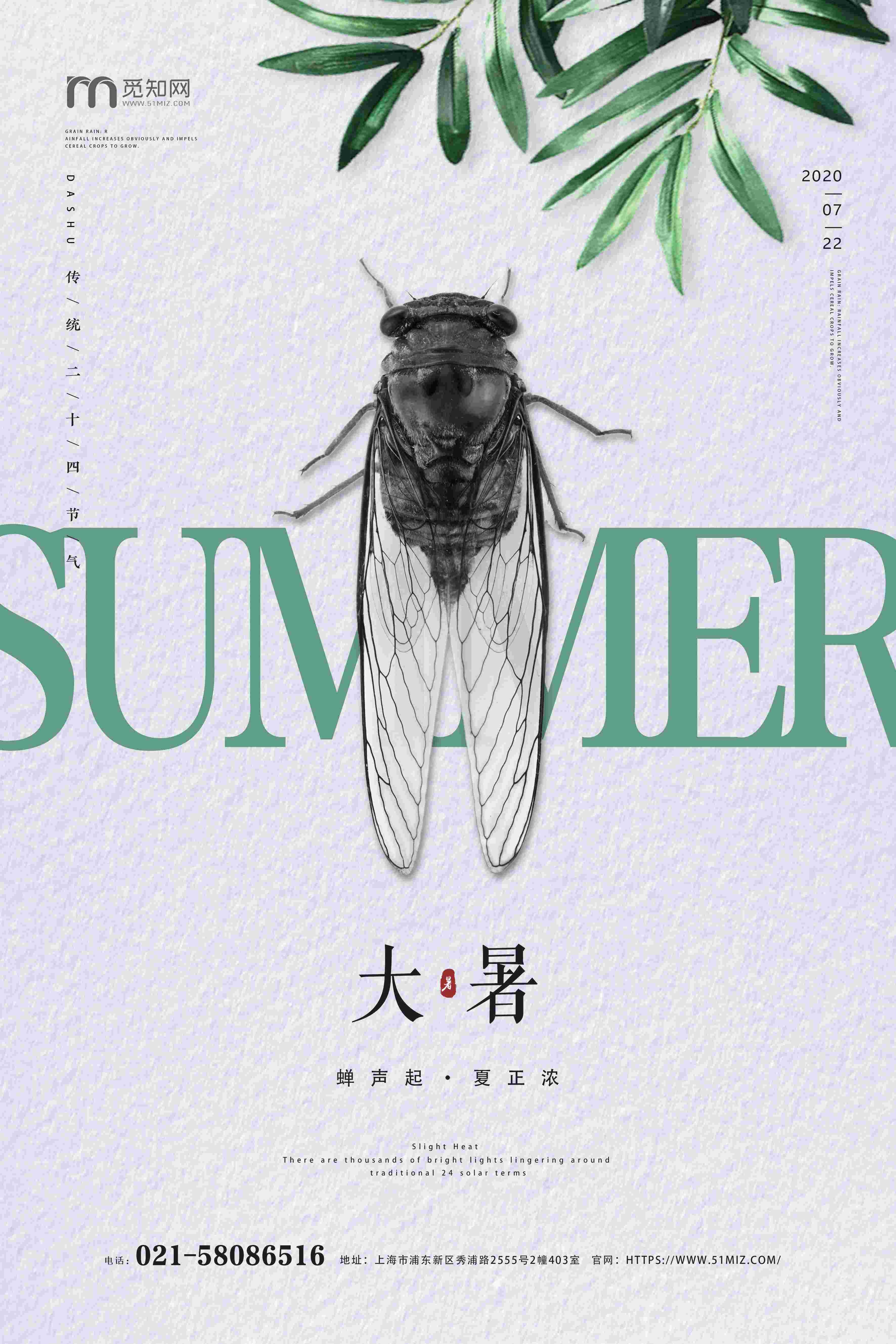 24节气二十四大暑节气夏日简约传统活动宣传海报素材PSD设计27