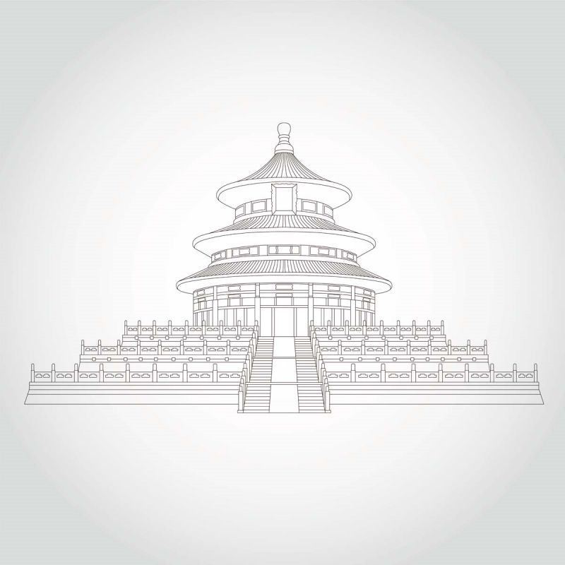 北京城市建筑剪影插画线稿平面海报素材