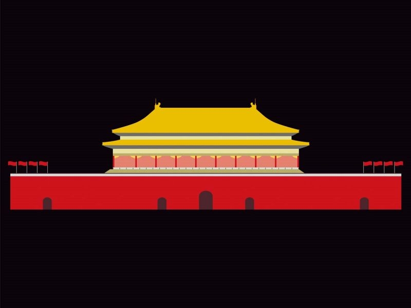 北京城市建筑剪影插画线稿平面海报素材