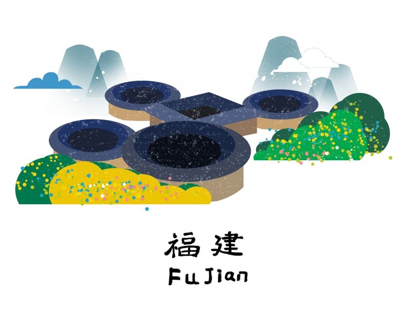 国潮厦门城市插画平面海报素材