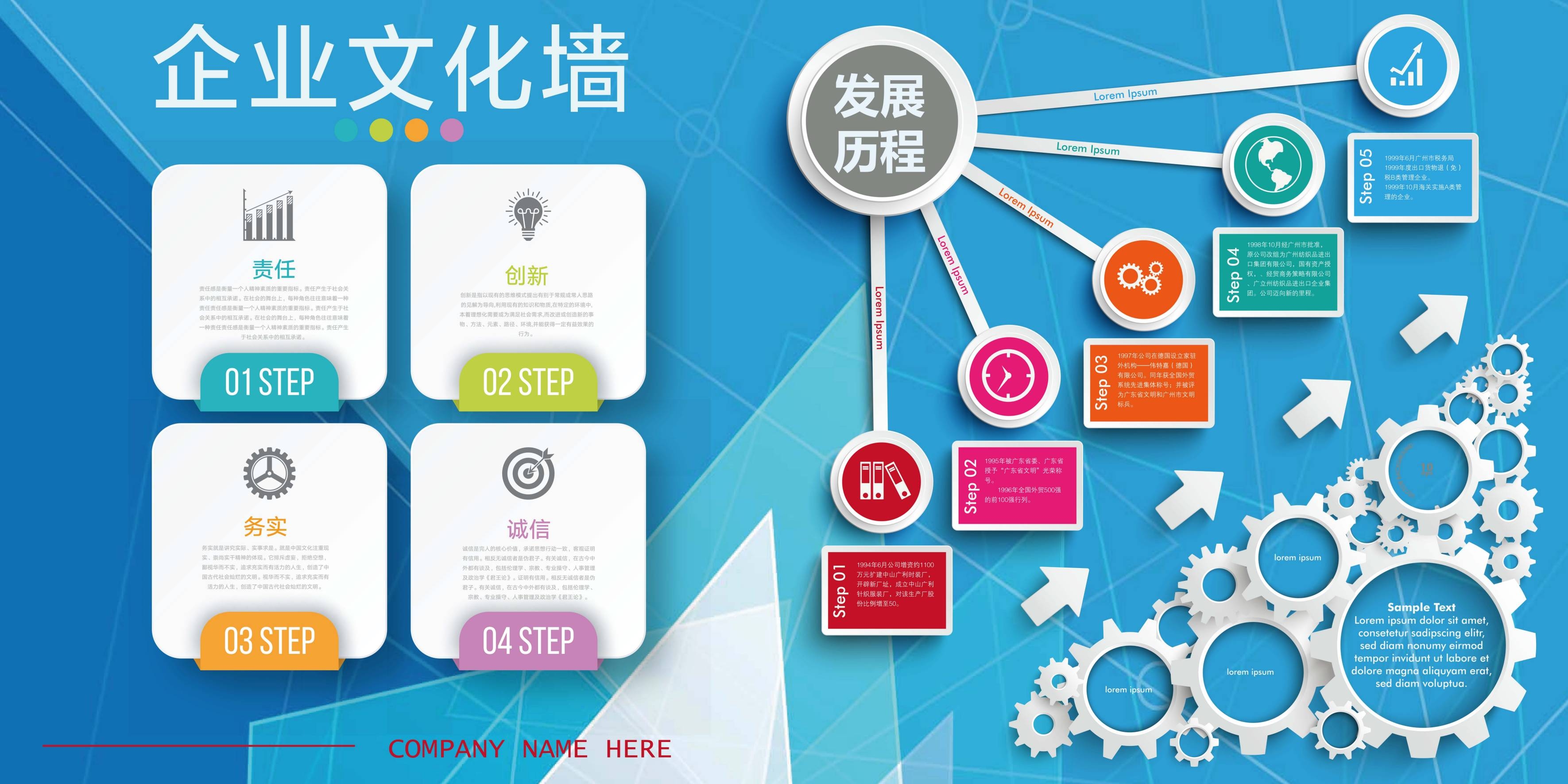 企业文化形象墙模板公司历程创意宣传栏喷绘设计AI展板素材8
