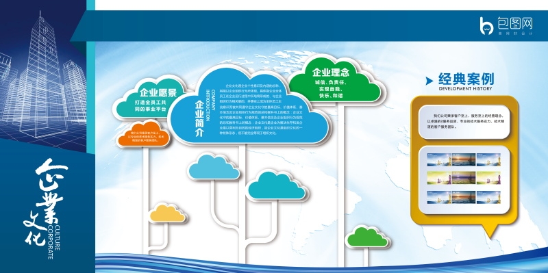 企业文化形象墙模板公司历程创意宣传栏喷绘设计PSD展板素材91