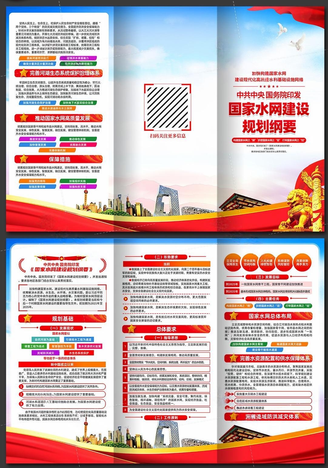 国家水网建设规划纲要三折页PSD素材1