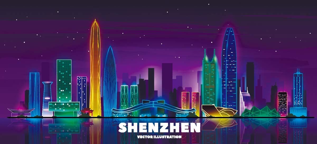 深圳城市建筑剪影插画线稿平面海报素材 (24)