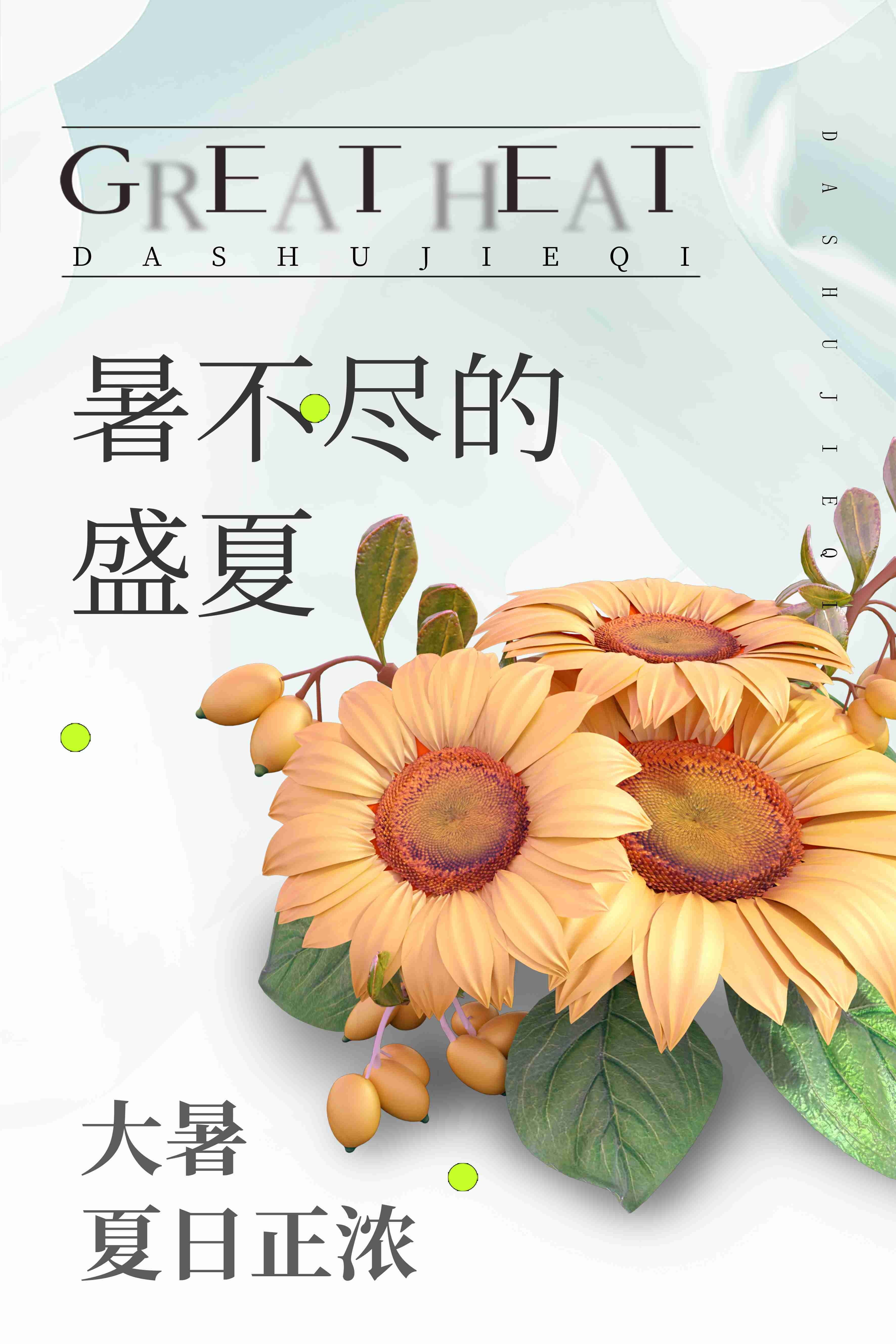 24节气二十四大暑节气夏日简约传统活动宣传海报素材PSD设计8