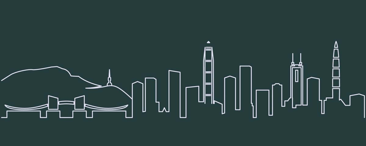 深圳城市建筑剪影插画线稿平面海报素材