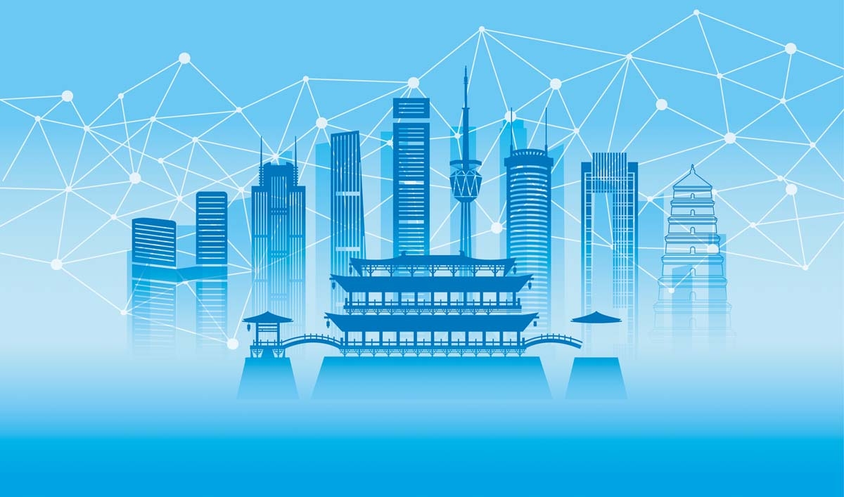西安城市建筑剪影插画线稿平面海报素材 (19)