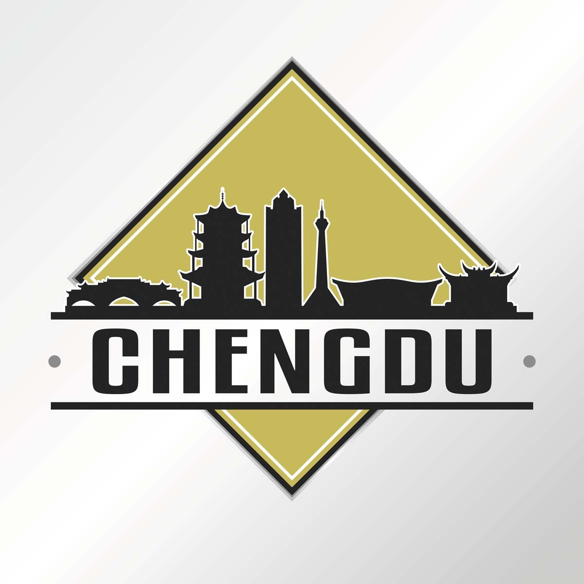 成都城市建筑剪影插画线稿平面海报素材