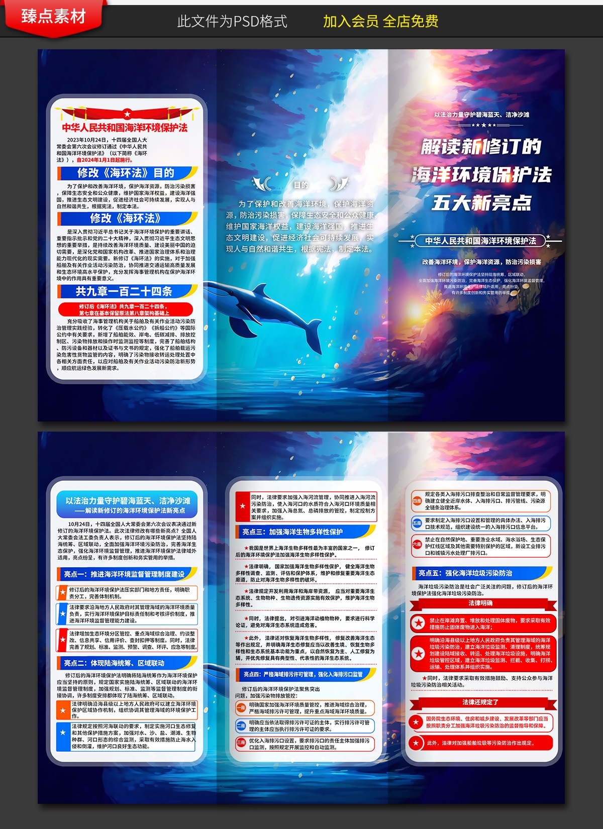 学习解读新修订海洋环境保护法展板宣传栏海报三折页图片素材8