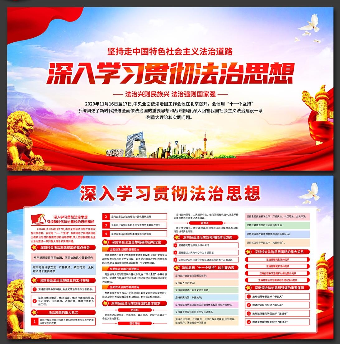 法治思想学习纲要展板海报挂画图片PSD素材2